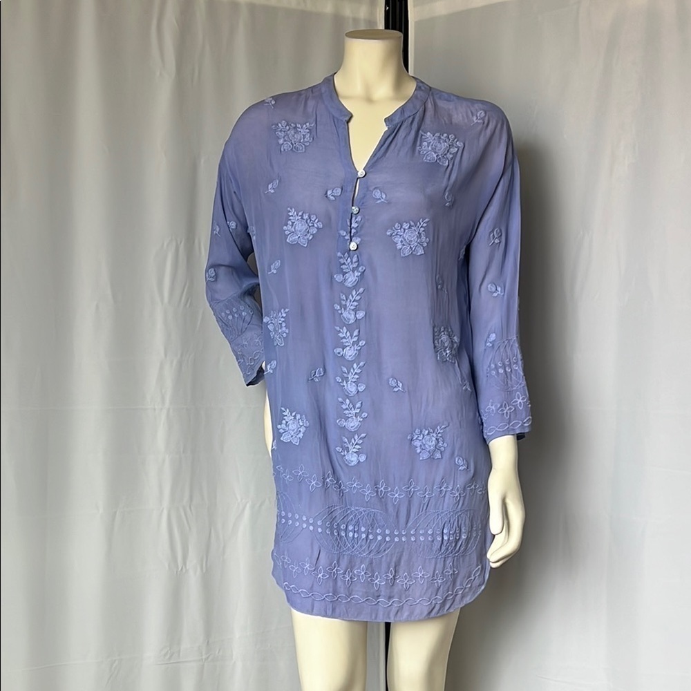 NWT Kyla Seo Embroidered Provence Blue Luana Tunic Top